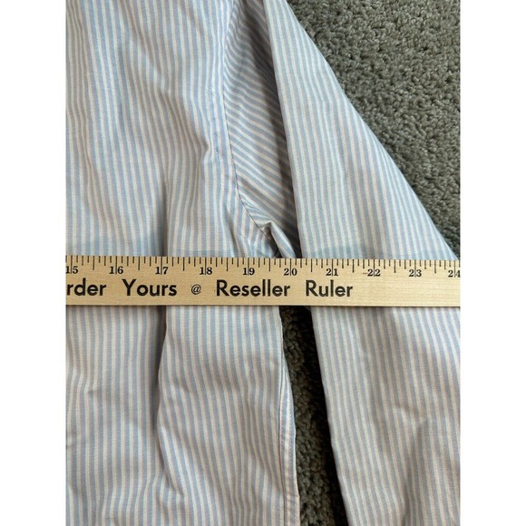 Mark & Spencer Button Up Shirt Mens Medium 15 1/2 Blue White Striped FLAW - Picture 9 of 14
